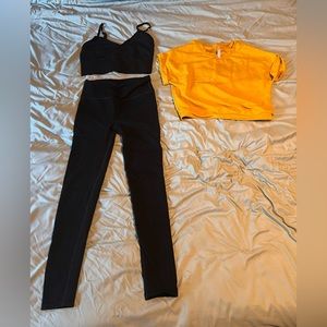 Fabletics set, Women’s, pants (S), midi bra (M), sweatshirt (S)